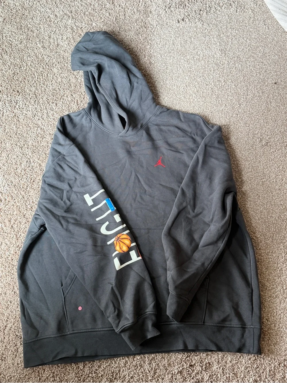Jordan Black Pullover Hoodie with Red Jumpman
